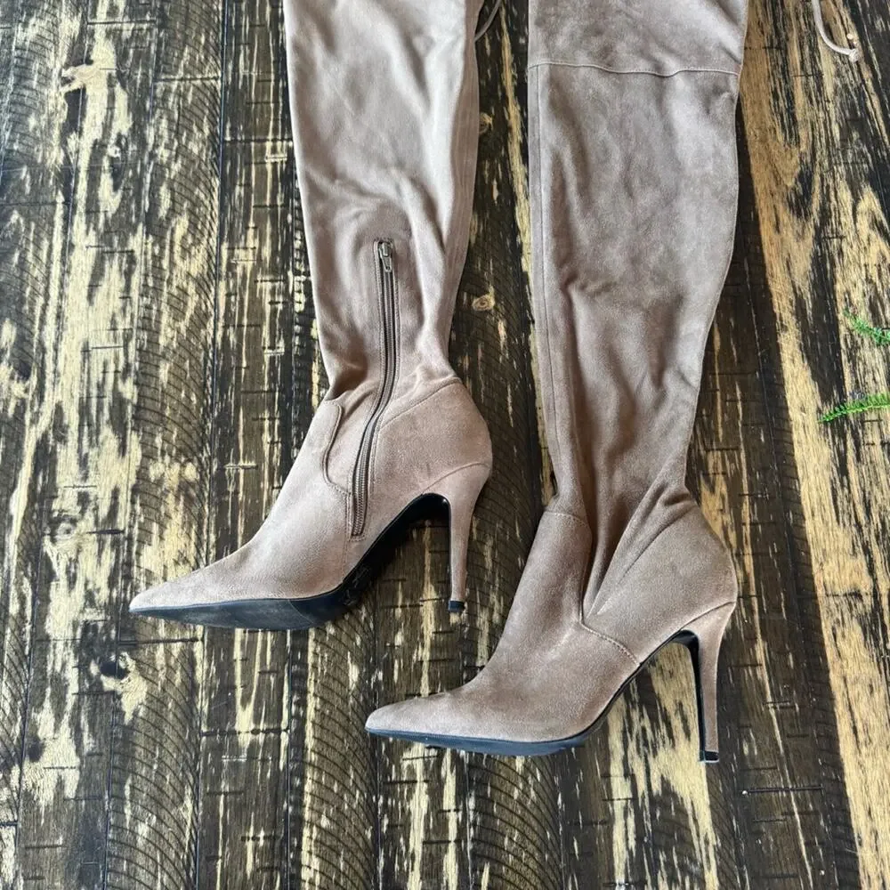 Aldo – Camel Tan Over-the-Knee Suede Boots (Size 8.5)